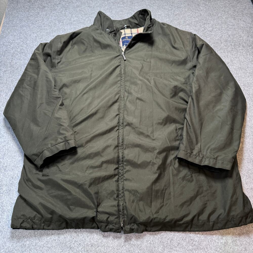 Brooks Brothers Mens XXL Olive Green Jacket Quilted Plaid Lined Full Zip No Hood